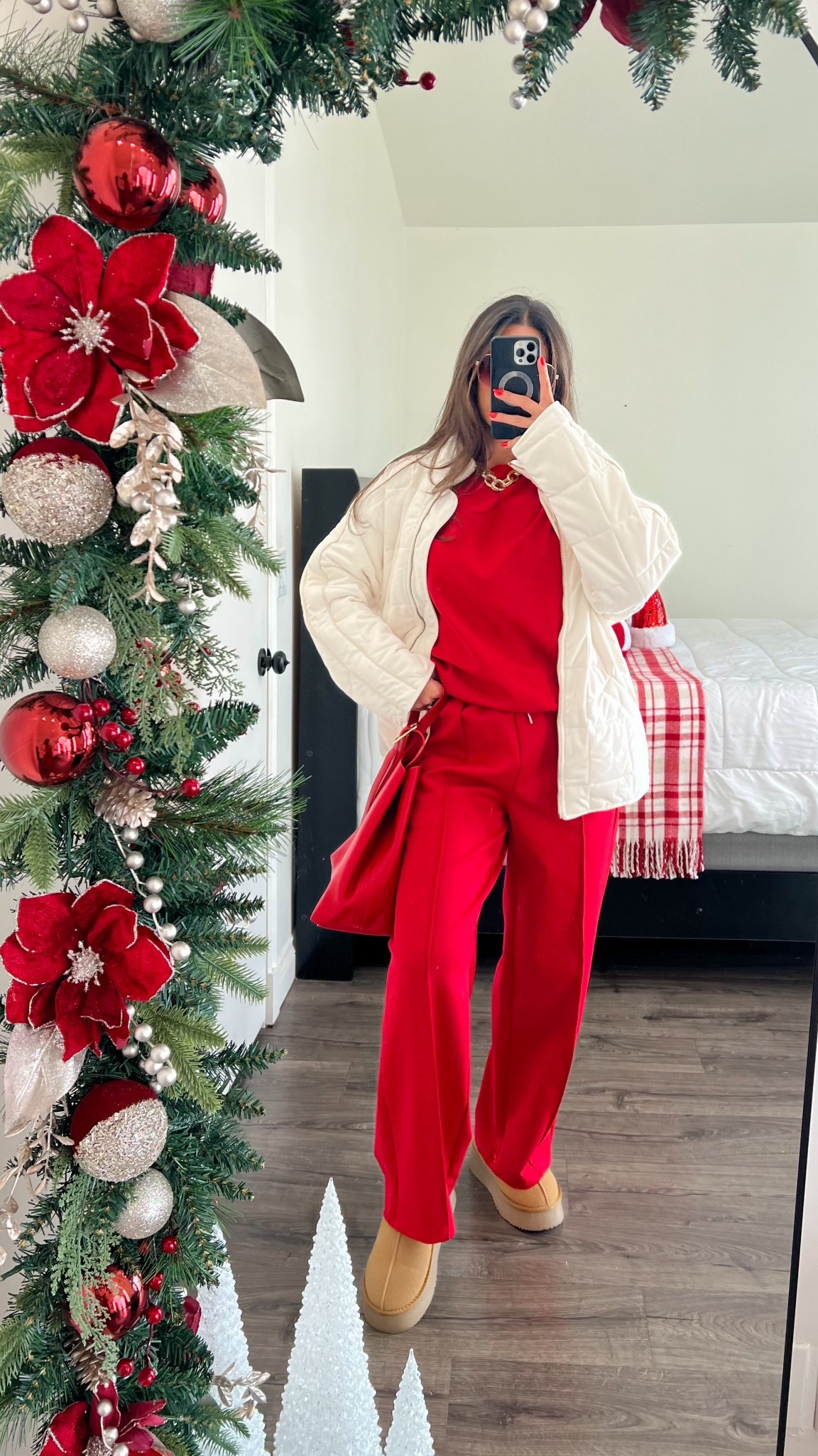 Casual holiday outfit with this matching set! Wearing medium. Perfect for casual outings for the holidays. Can be worn into winter with this quilted jacket 

#LTKSeasonal #LTKHoliday #LTKFindsUnder50