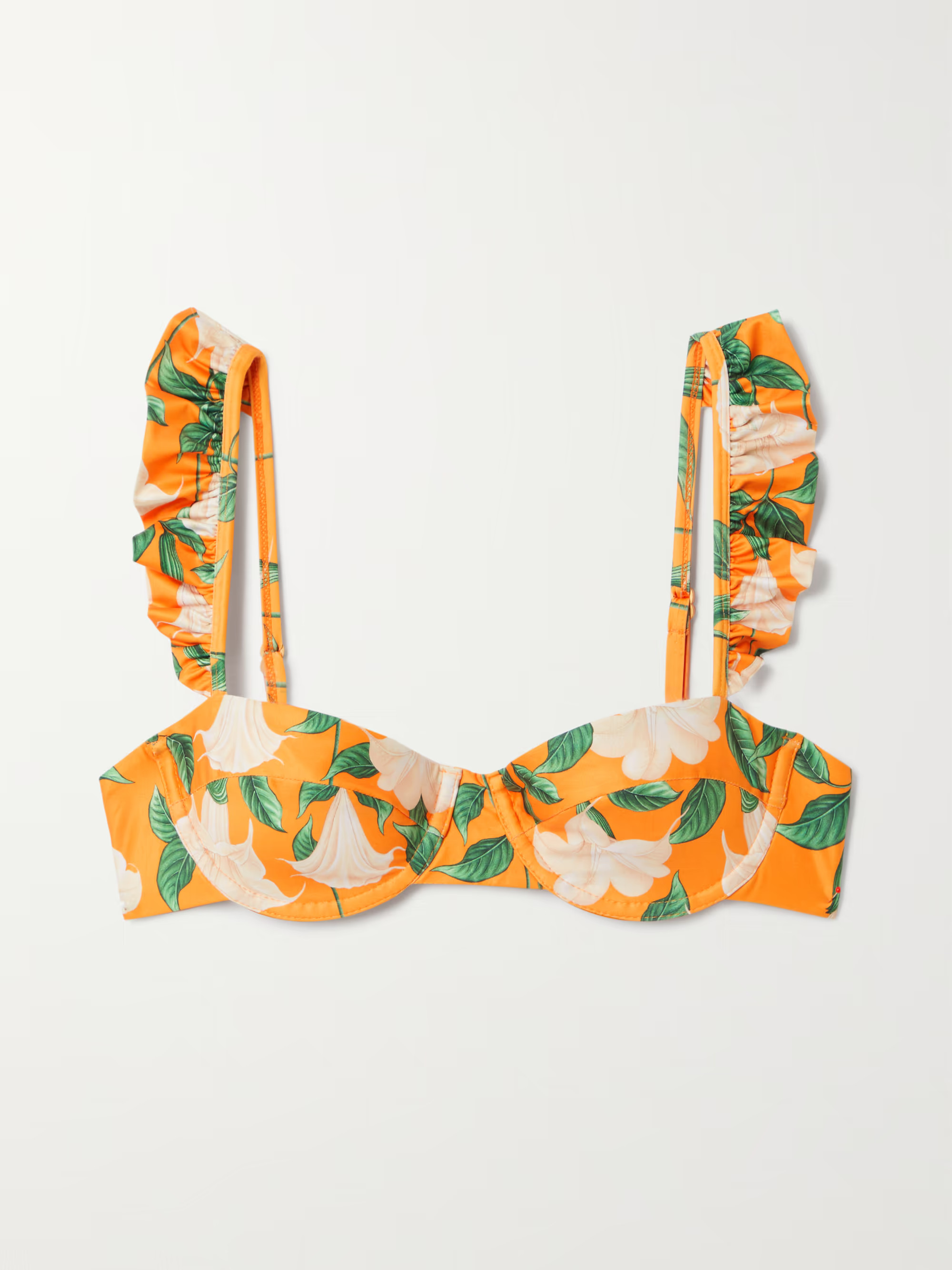 + NET SUSTAIN Kiwi ruffled floral-print recycled underwired bikini top | NET-A-PORTER (US)