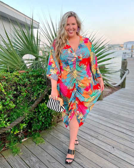 Plus Size Summer Outfit! 
This Nordstrom dress is restocked! Hurry before it sells out. Runs true to size I’m in the 2X! Amazon bag, Target shoes, Target earrings, and HSN gold ring! 

#LTKPlusSize #LTKTravel #LTKSeasonal
