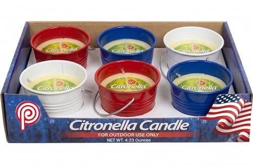 Patriotic Citronella Bucket Outdoor Candles, 6 Pack, Red White and Blue USA Flag Assortment Citronella Wax Mini Buckets, for Memorial Day, Independence Day, 4th of July Backyard BBQ, 4.23 oz Each | Amazon (US)