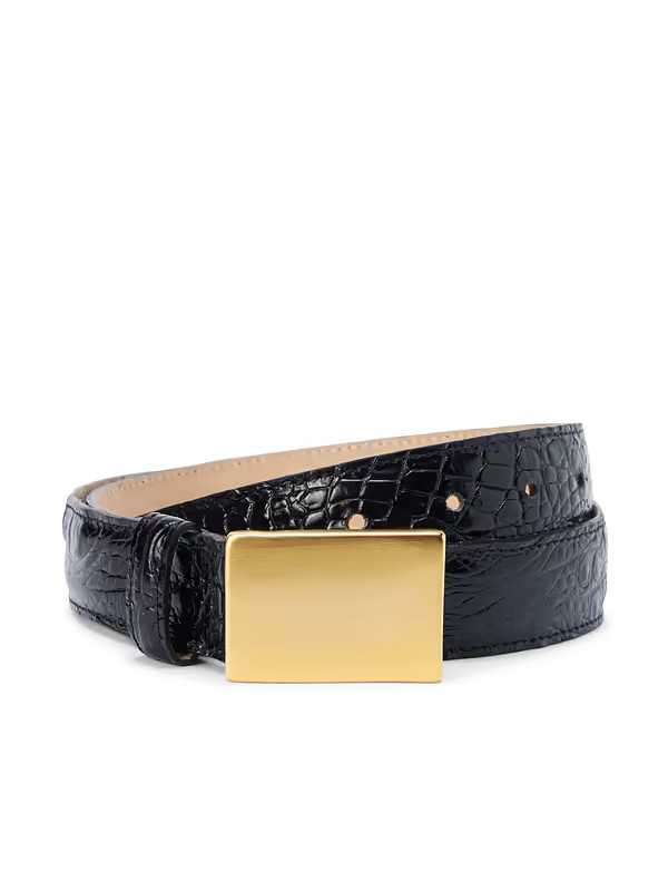 Amerie Belt in Black Croc Embossed | L'AGENCE | L'Agence