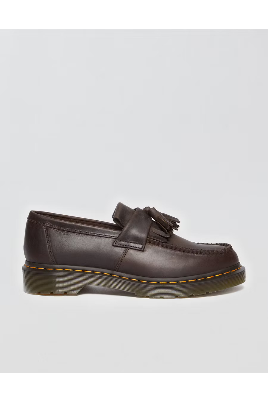 Dr. Martens Mens Adrian Yellow Stitch Tassel Loafers Men's Brown 8 | American Eagle Outfitters (US & CA)