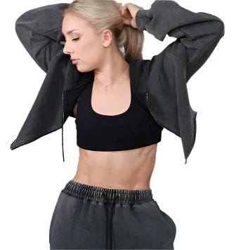 Sydney Vintage Hoodie \u2013 Cropped French Terry Zip-Up | ÉLEVÉ
