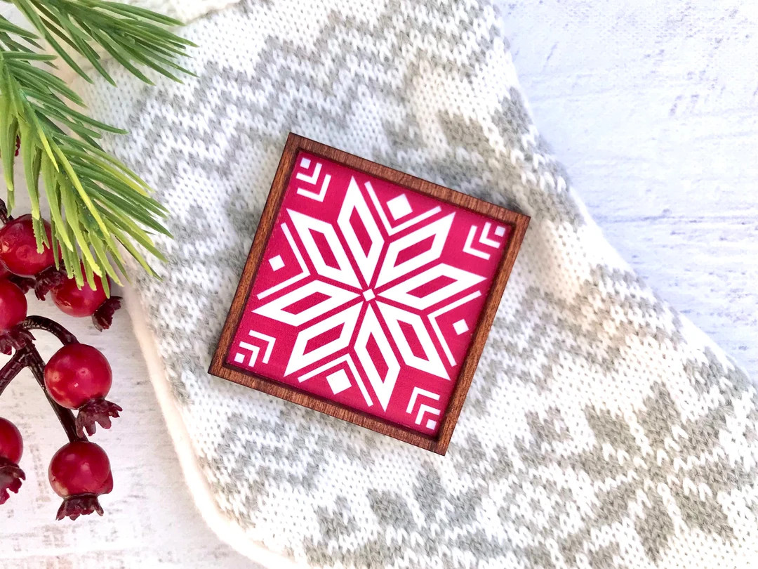 Wood Framed Miniature Sign Tiered Tray Décor Christmas Ornament Option Nordic Sweater Snowflake ... | Etsy (US)