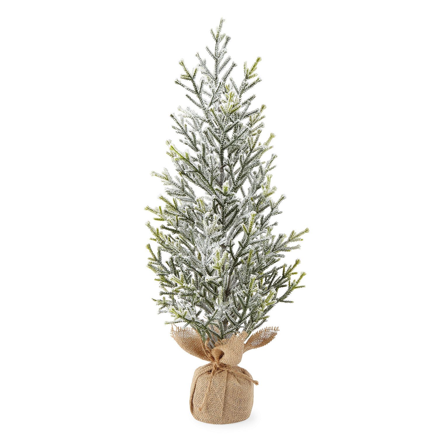 North Pole Trading Co. 25in Burlap Base Flocked Cedar Tree Christmas Tabletop Tree | JCPenney