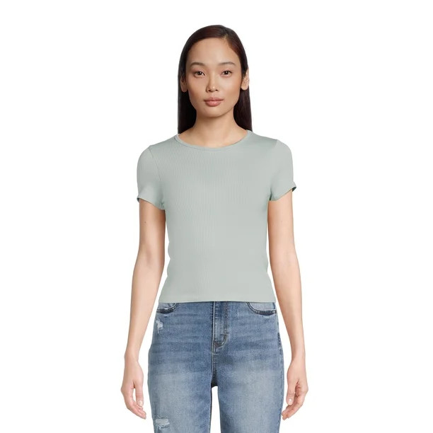 No Boundaries Juniors Crewneck Seamless T-Shirt | Walmart (US)