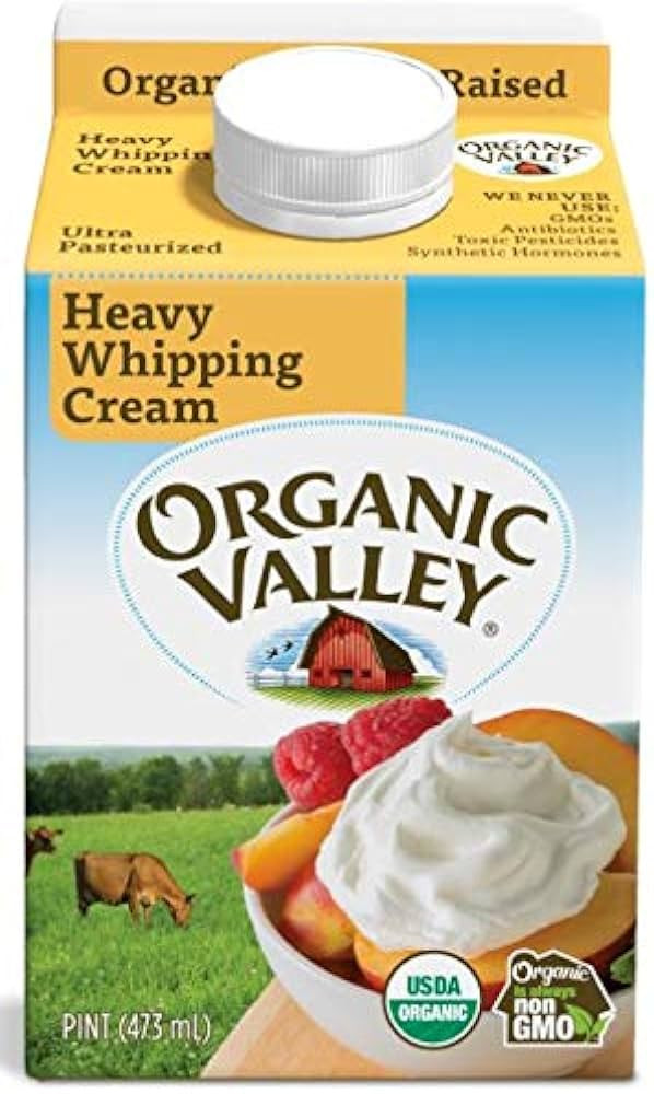 Organic Valley, Cream Heavy Whipping Ultra-Pasturized Organic, 16 Fl Oz | Amazon (US)