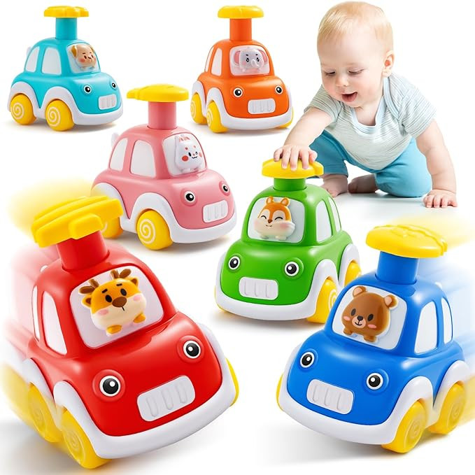 Press and Go Car Toys for Toddlers 1-3, 6 Pack Animal Baby Car Toys for 1 2 Year Old Boy, Push Go... | Amazon (US)