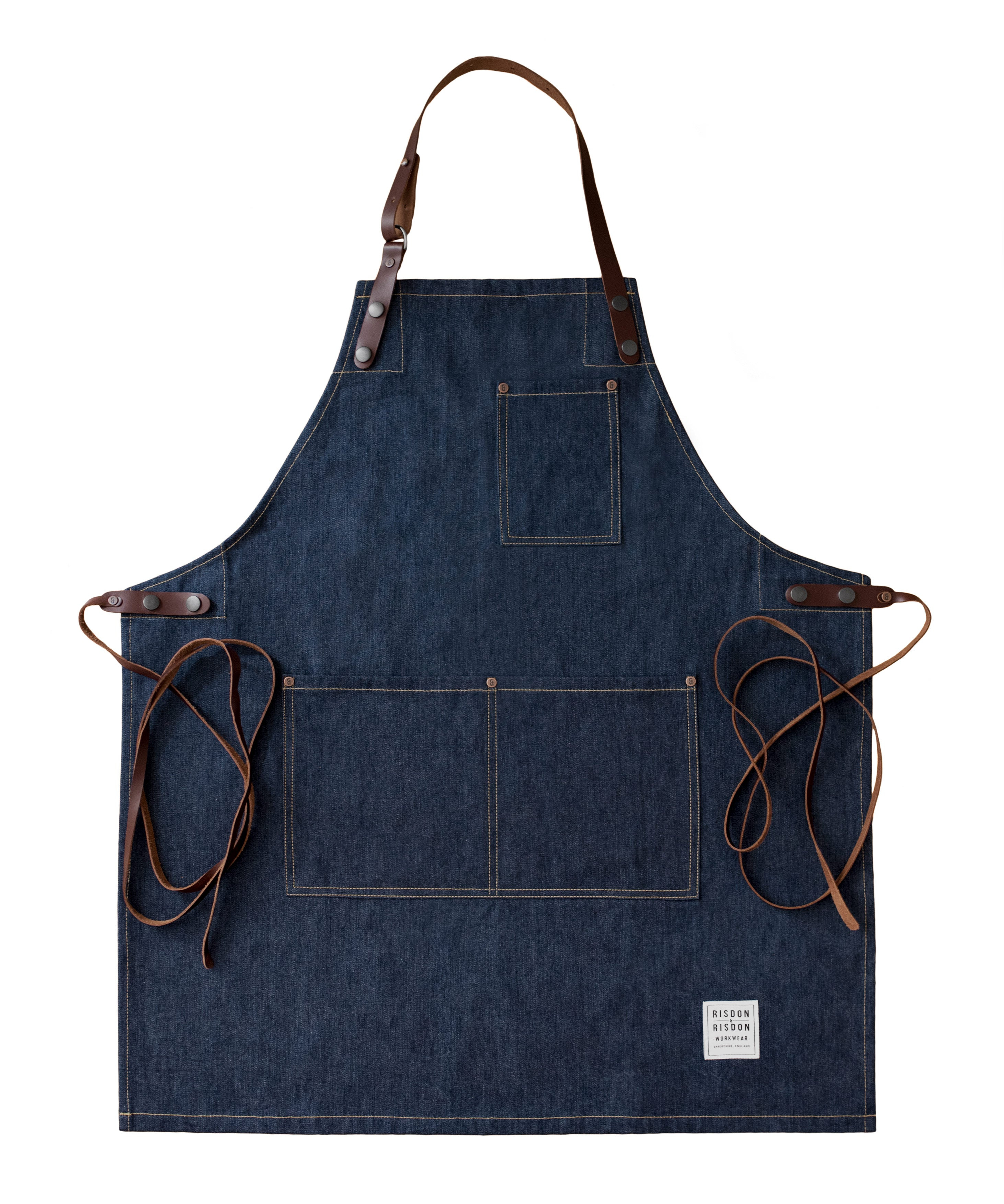 Denim & Leather Street Apron - Indigo Denim | Wolf & Badger (US)