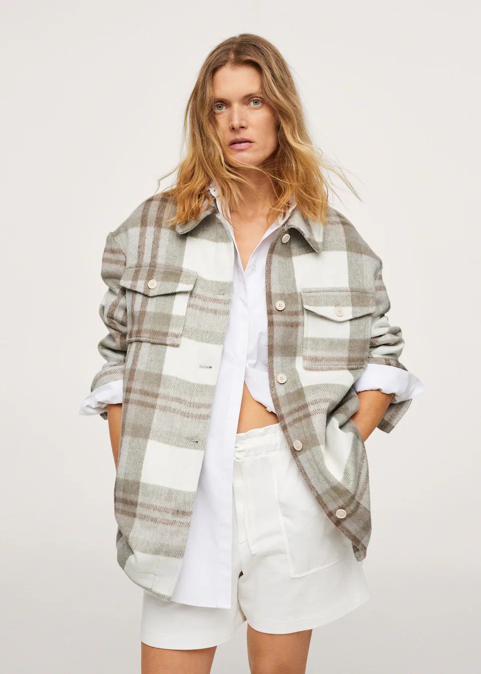 Oversized check overshirt | MANGO (US)