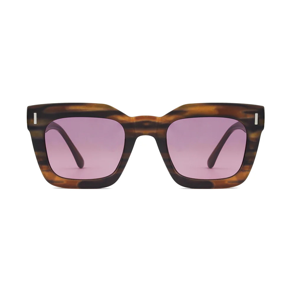 POLLY | Striped Brown | Pink Polarized Lens | Ryan Simkhai Eyeshop