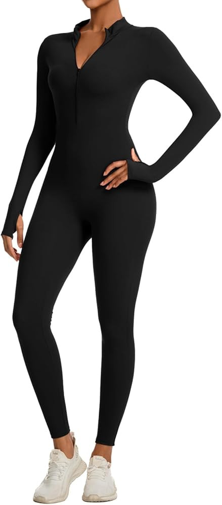 speerise Women Long Sleeve One Piece Workout Jumpsuit Romper Bodysuit Tummy Control Body Suits Ju... | Amazon (US)