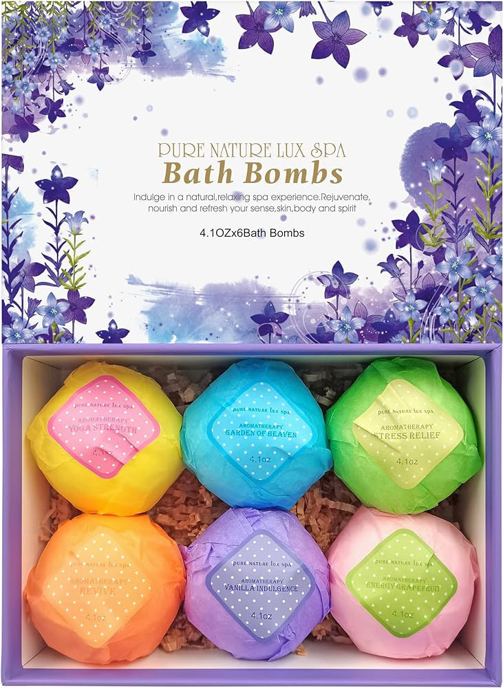 Bath Bombs Gift Set - Ultra Bubble XXL Fizzies (6 x 4.1 oz) with Natural Dead Sea Salt Cocoa and ... | Amazon (US)