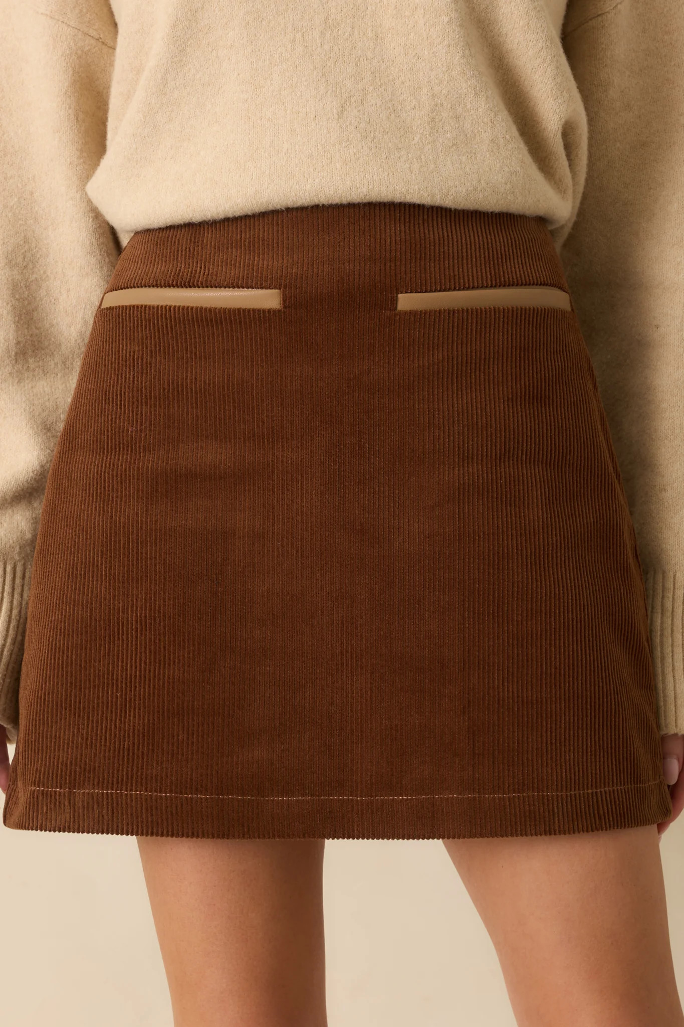 Time Will Tell Cinnamon Brown Cotton Corduroy Mini Skirt | Red Dress