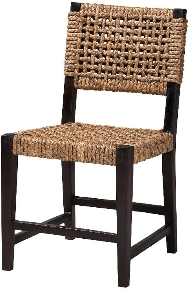 Baxton Studio Alise Dark Brown Mahogany Wood and Banana Fiber Dining Chair | Amazon (US)