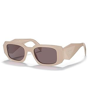Prada PR 17WS VYJ6X1 Powder Plastic Rectangle Sunglasses Brown Lens | Amazon (US)