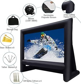 16ft Inflatable Movie Screen Outdoor Projector Screen with Air Blower Storage Bag - Front/Rear Pr... | Amazon (US)