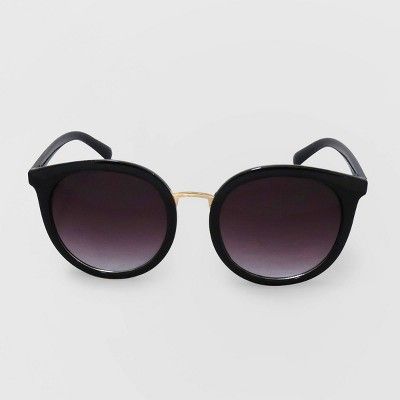 Women's Round Plastic Metal Combo Sunglasses - A New Day™ Black | Target