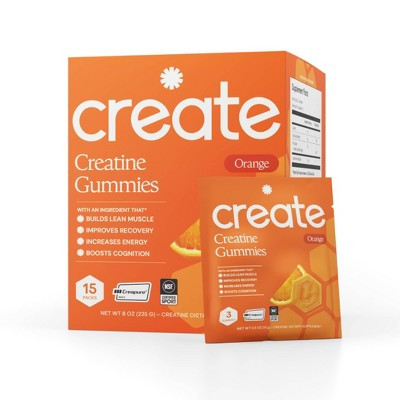 Create Wellness Gummies Made with Pure Creatine Monohydrate NSF Certified for Sport - Orange - 45ct/15 Servings | Target