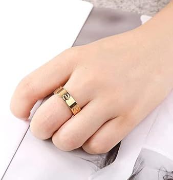 ichwill Dainty Ring Gold Stainless Steel Silver Promise Ring Trendy Wedding Band Jewelry for Wome... | Amazon (US)