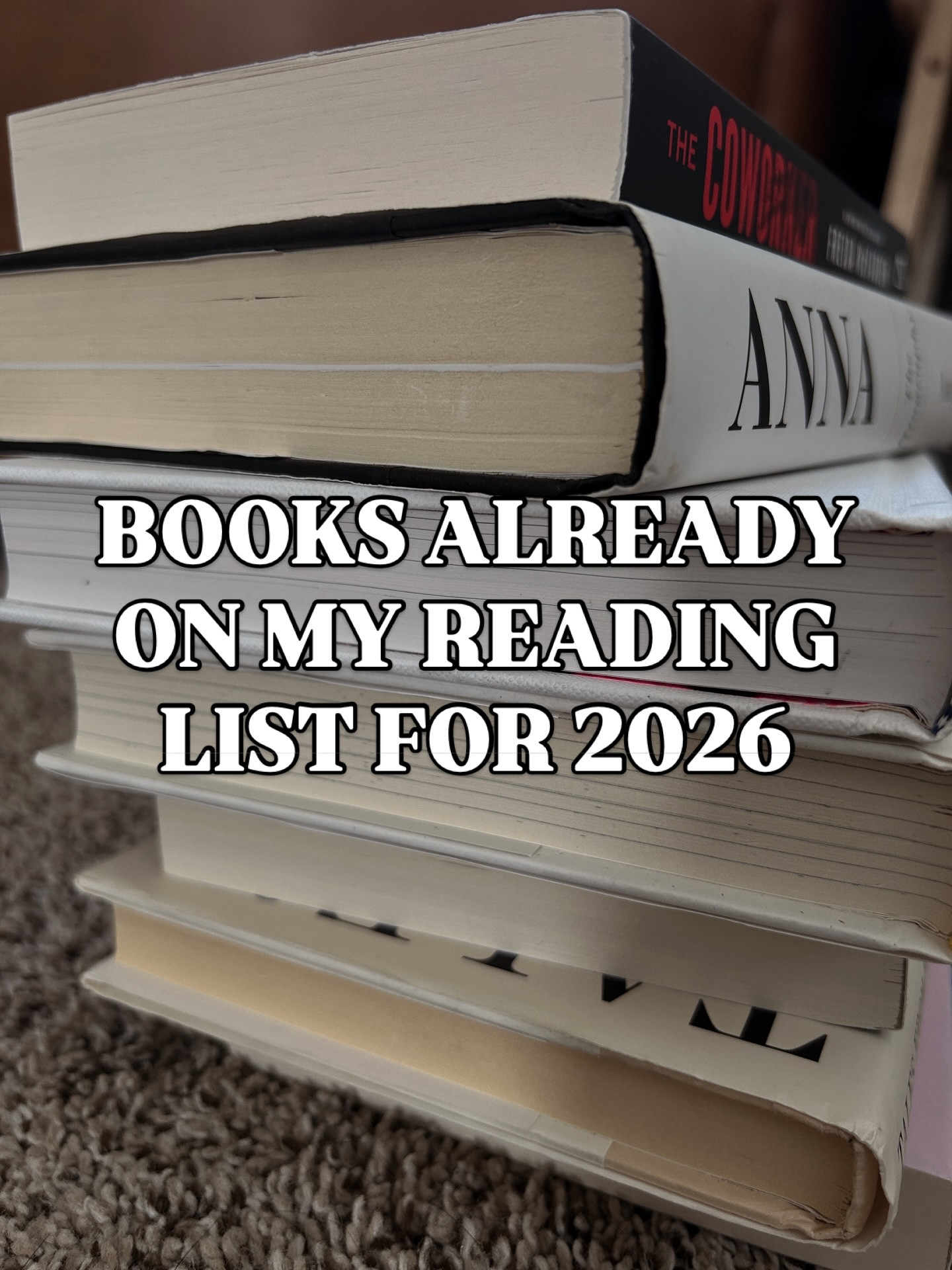 Already started stocking up on books for 2026! Got a few for Christmas, and grabbed some from the thrift store. Here’s what I have in the queue so far. 

(The woman in the window is really good so far, for anyone wondering)