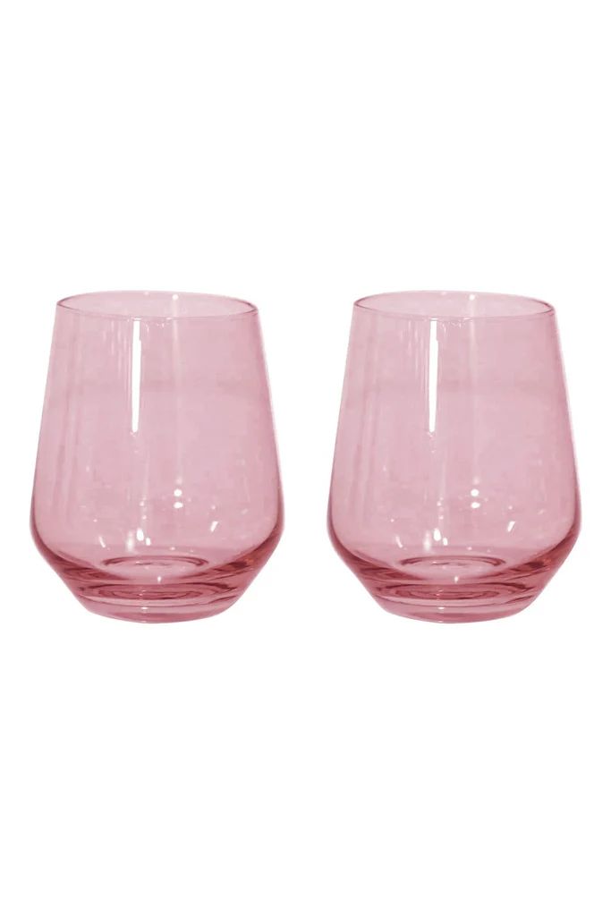 Colored Stemless Wine Glasses in Rose - Set of 2 | Hampden Clothing