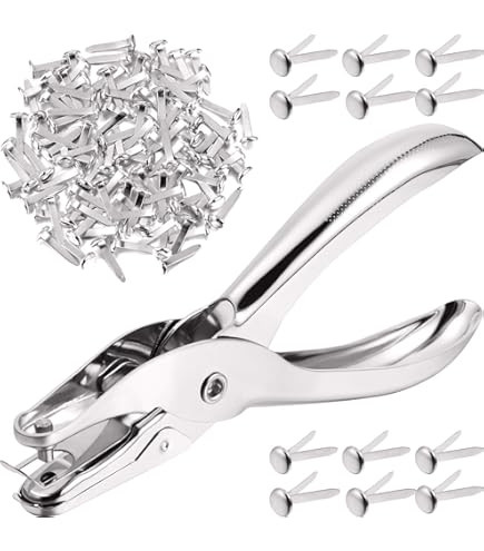 Mudder 100 Pieces Brass Paper Fasteners Paper Brads, and 300 Pieces Washers with Hole Punch for C... | Amazon (US)