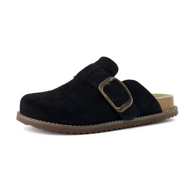 CUSHIONAIRE Blain Genuine Suede Clogs for Women with + Memory Foam & Chic Buckle. BLACK, 7.5 | Target