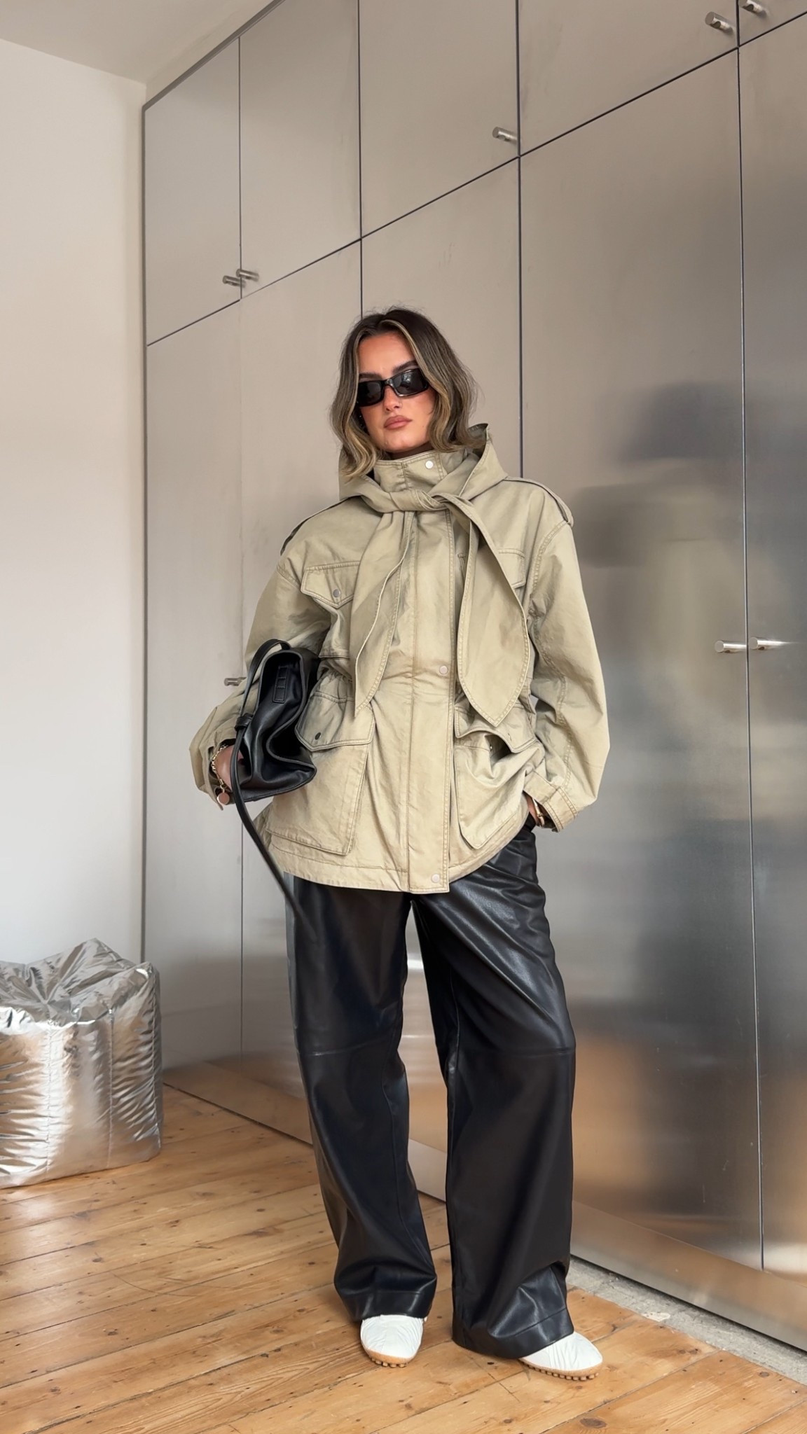 Parka jacket, spring jacket, urban revivo, faux leather trousers, black back 

#LTKspring #LTKuk