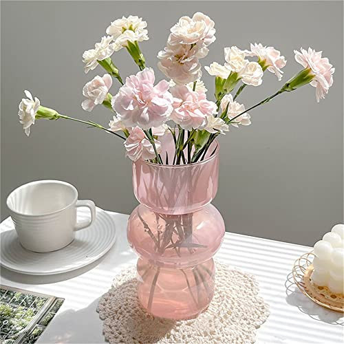 JSPYFITS Glass Hydroponic Flower Vase, 7 Inches Colored Glassbubble Vases for Flowers, Three-Layer Glass Funky Vase for Home/Office/Weddings/Party Table Flower Decor (Pink) | Amazon (US)