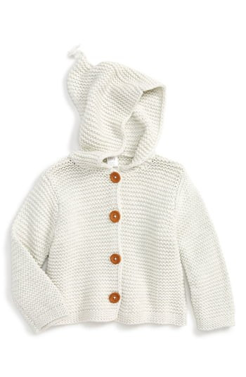 Infant Nordstrom Baby Organic Cotton Hooded Cardigan, Size Newborn - Ivory | Nordstrom