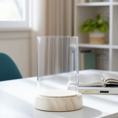 Hurricane Lantern Stone Glass Marble Base For Home Office Bedroom Living Room Decor - 13" Ivory | Wayfair North America