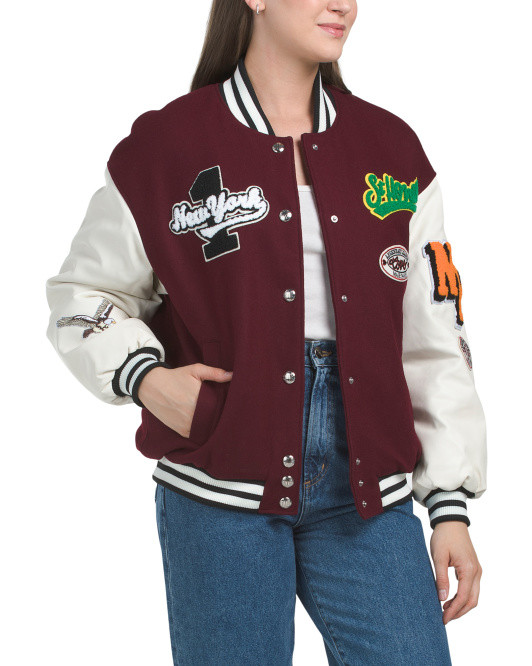 Wool Blend Be Love Varsity Jacket | TJ Maxx