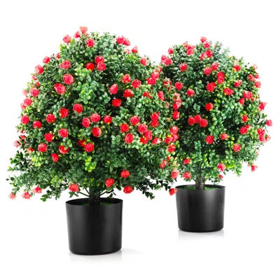 Artificial Rose Ball Topiaries (2 Pack) - Indoor/Outdoor Fake Plant Decor | Wayfair North America