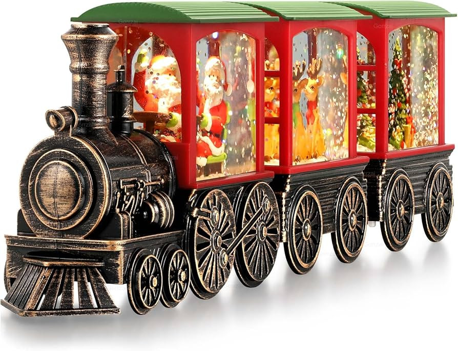 Train Snow Globe Christmas Snow Globe Lantern with Auto 6H Timer and Manual Glitter, Lighted Chri... | Amazon (US)