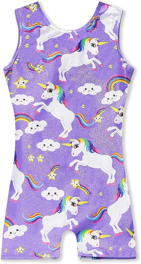 TENVDA Leotards for Girls Gymnastics Kids Children Biketard With Shorts Sparkly Unicorn Dance Uni... | Amazon (US)