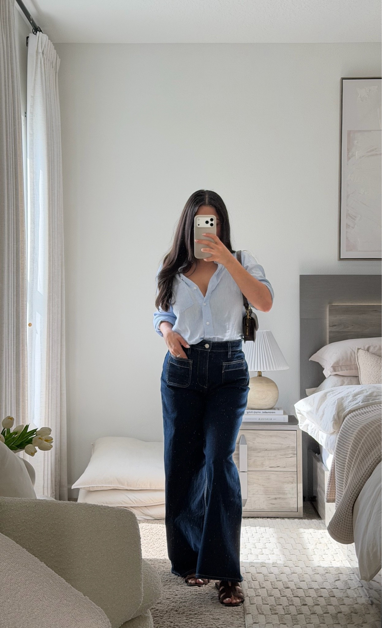 Outfit inspo🩵💐⛅️| Top: XS — Jeans: 2 short