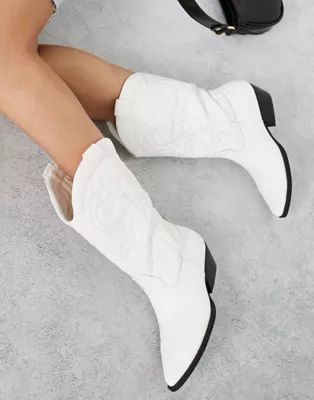 ASOS DESIGN Andi flat western boots in white | ASOS (Global)