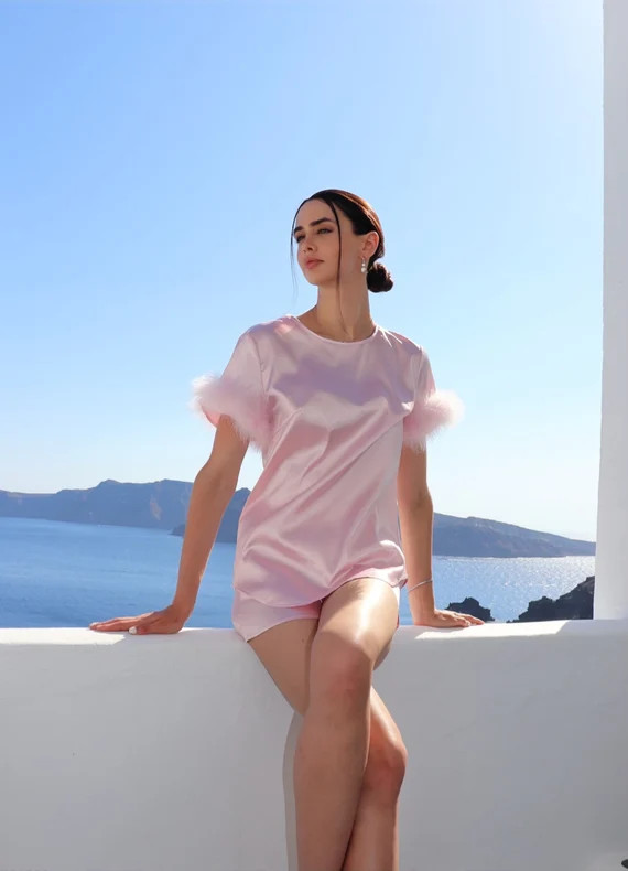 Pink Feather Pajama Short Set. Perf Bridal Pj Birthday Pj | Etsy | Etsy (US)