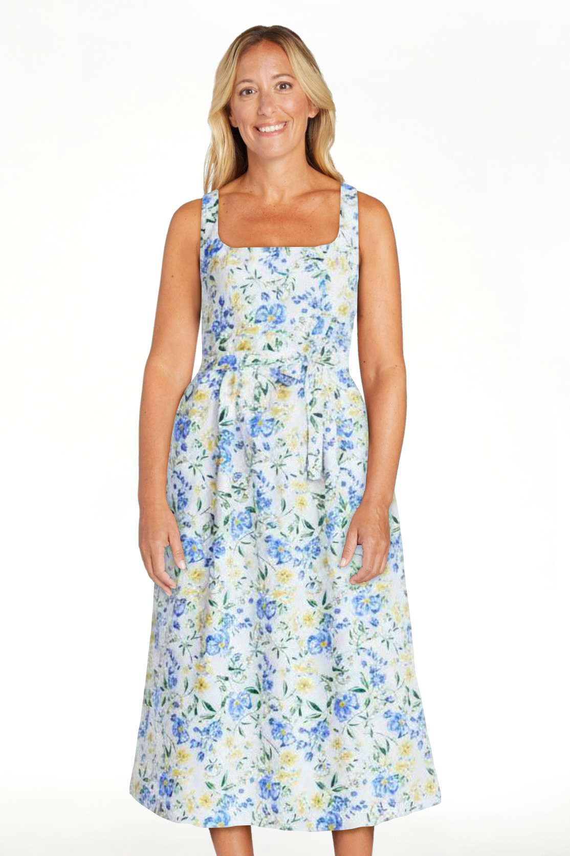 Free Assembly Women’s and Women's Plus Sleeveless Belted Cotton Midi Dress, Sizes XS-4X | Walmart (US)