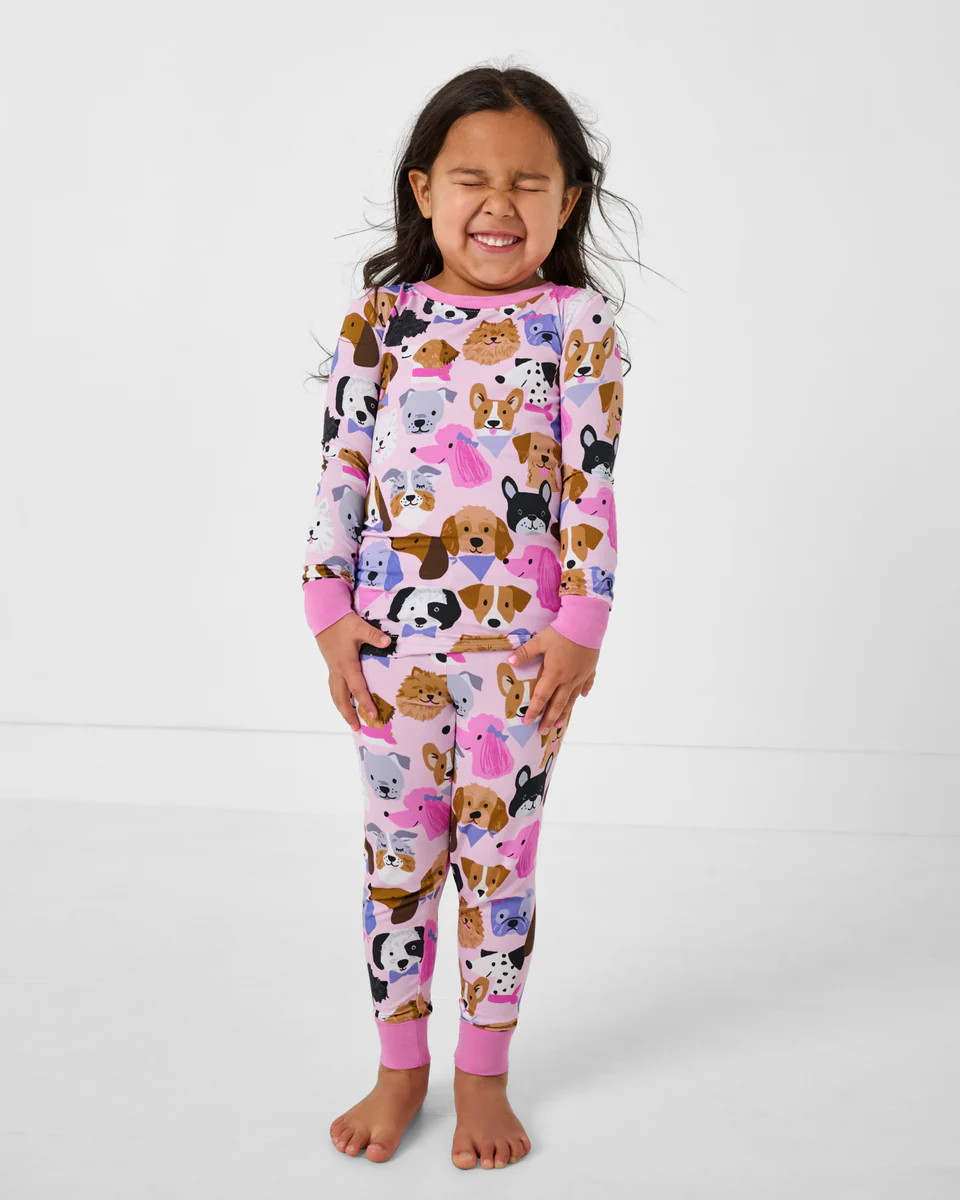 Pink Puppy Parade Two-Piece Pajama Set | Little Sleepies