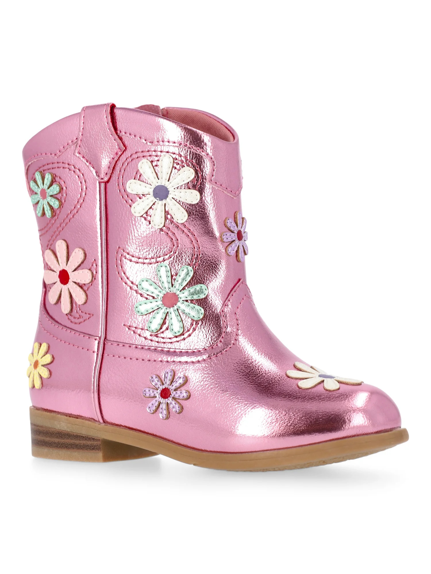 Wonder Nation Girls and Toddler Western Daisy Boots | Walmart (US)