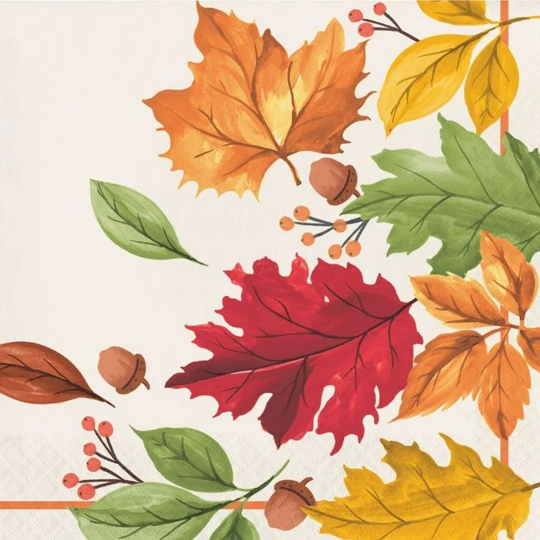 Fall Leaves Paper Lunch Napkins 16 Per Pack - Walmart.com | Walmart (US)