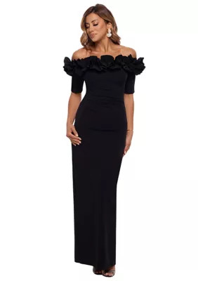 Xscape Women's Ruffle Off-the-Shoulder Gown | Belk