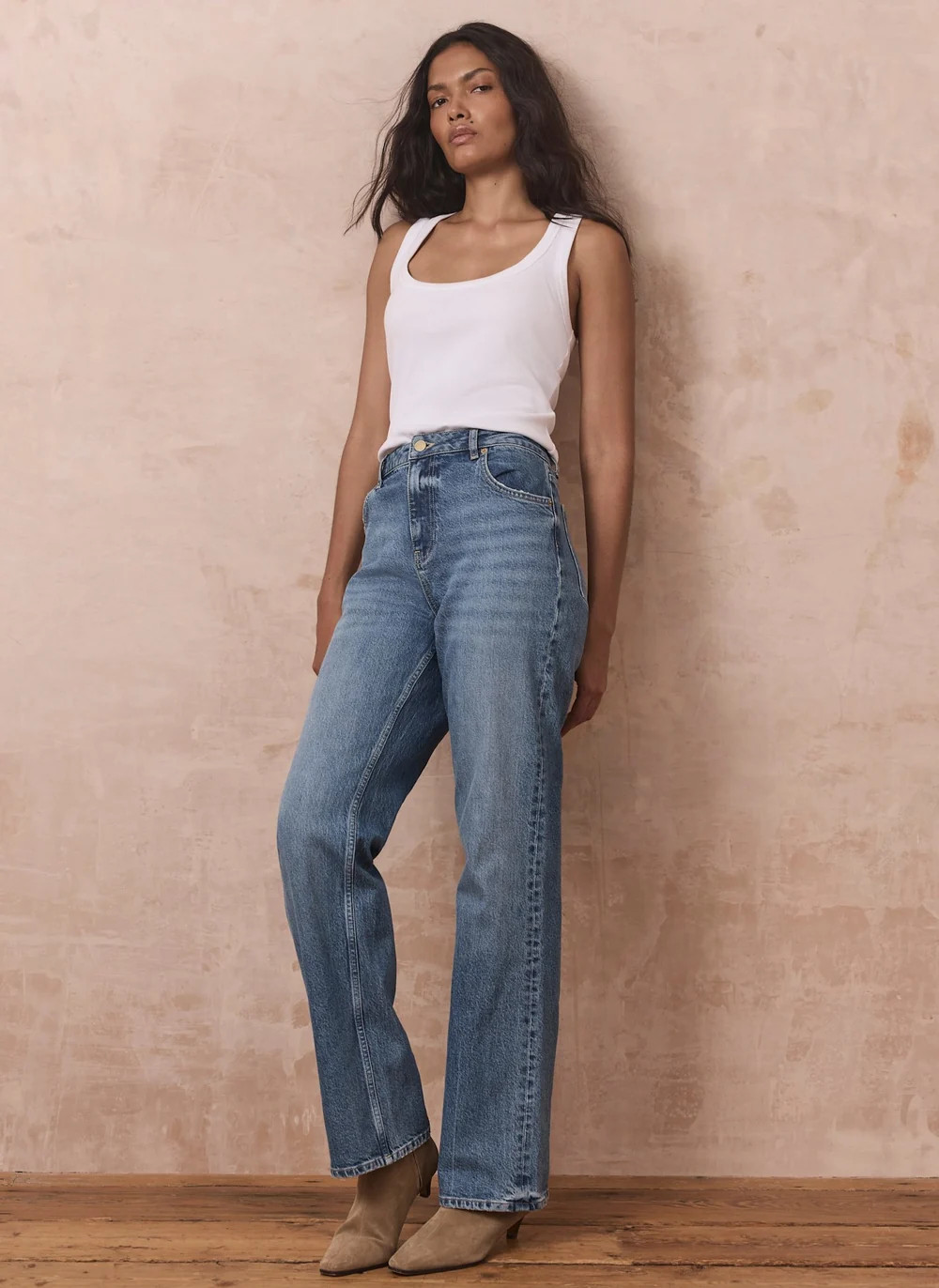 Mid Indigo 90s Straight Jeans | Mint Velvet