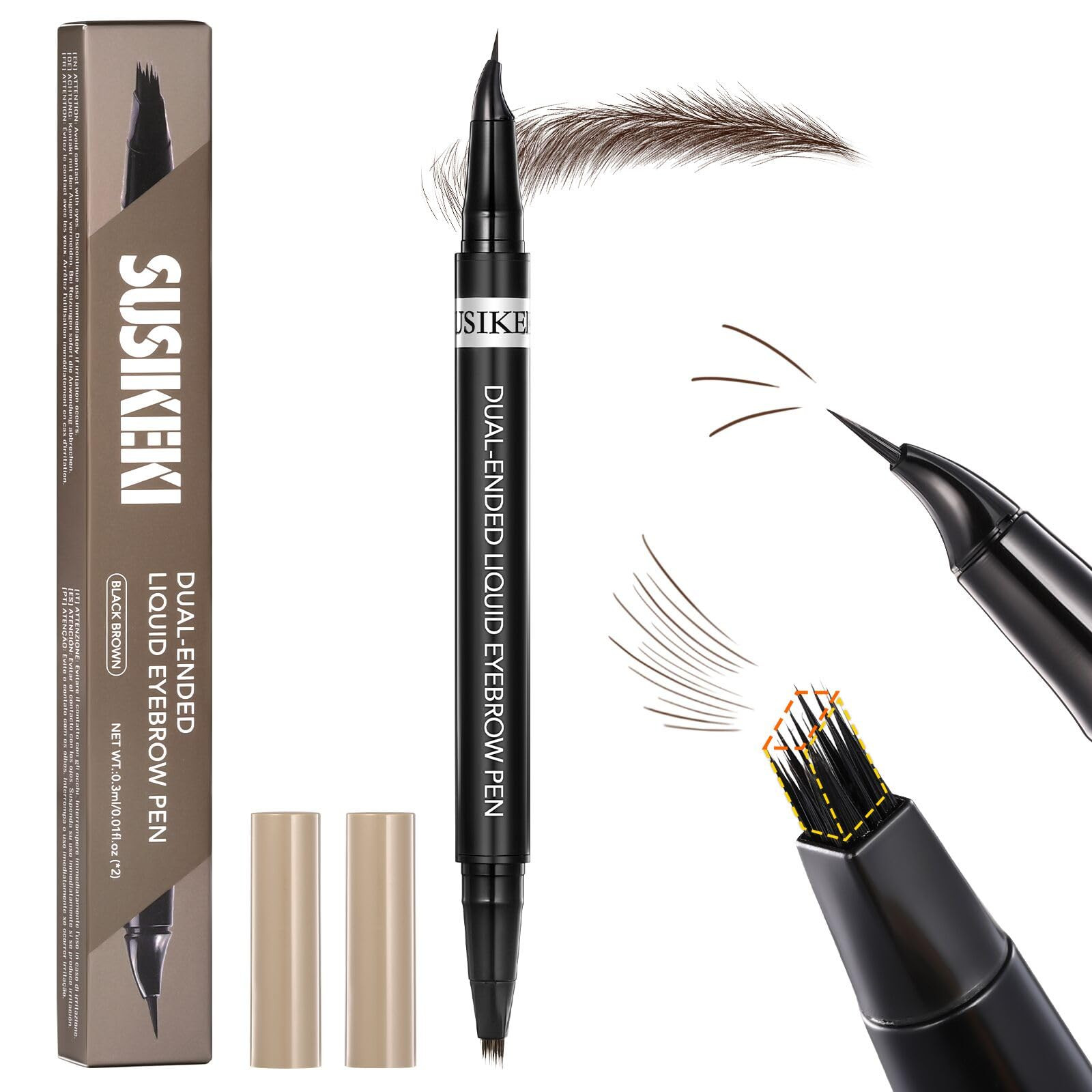 Dual-Ended Microblading Eyebrow Pencil for Women, 2 in 1 Liquid Eyebrow Pencil with Curved Tip an... | Amazon (US)
