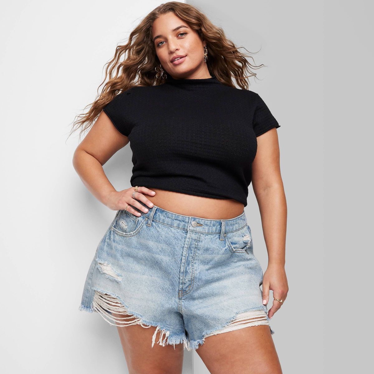 Women's High-Rise Curvy Easy Rigid Jean Shorts - Wild Fable™ | Target