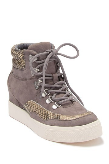 Weber Snakeskin Print Trimmed Leather Hidden Wedge Sneaker | Nordstrom Rack