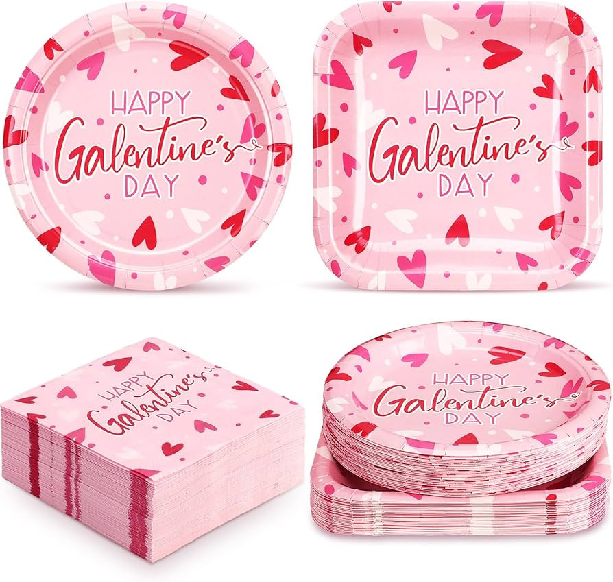 Gerrii 200 Pcs Happy Galentines Day Party Supplies Disposable Dinnerware Set Includes 30 Square 3... | Amazon (US)