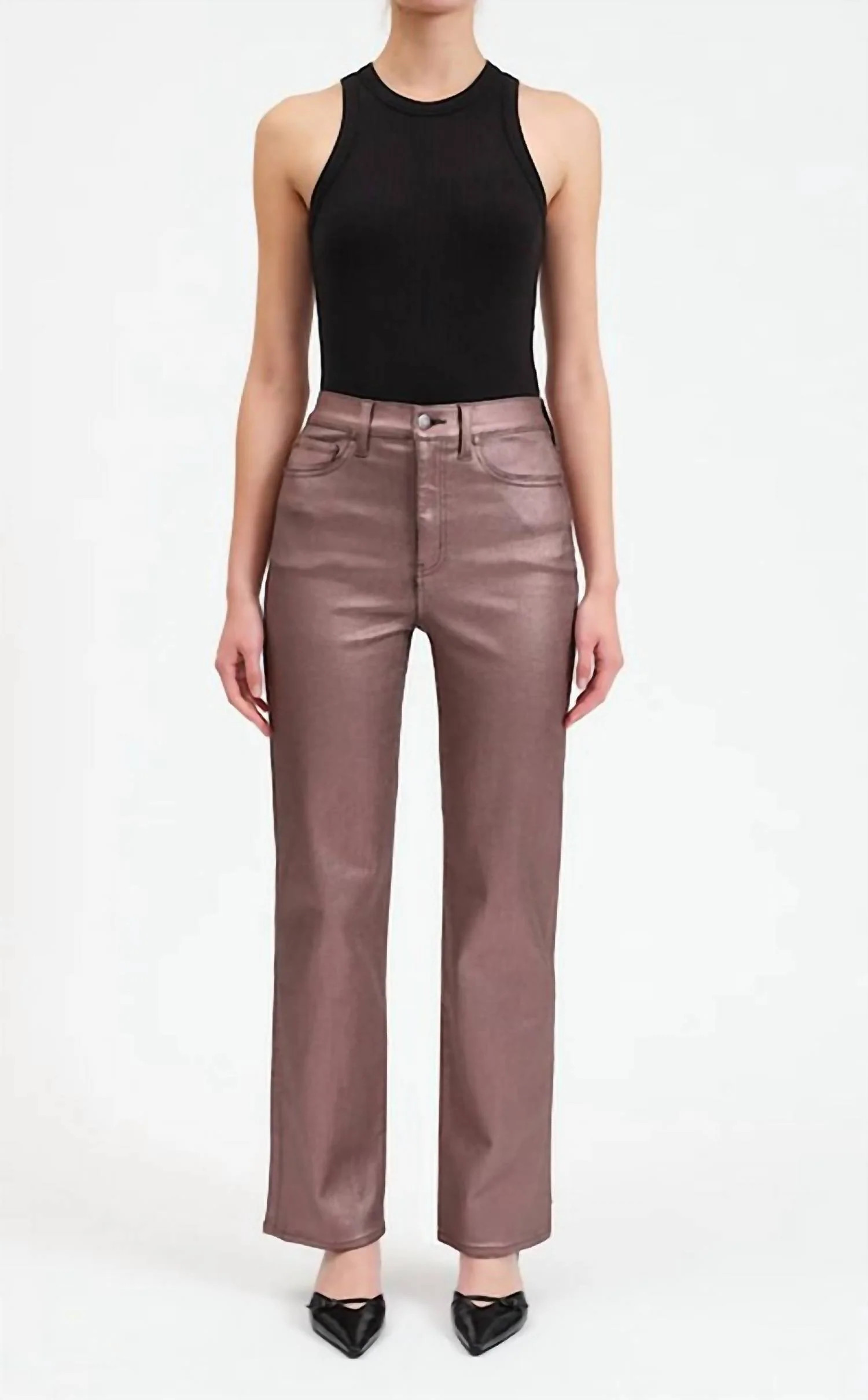 Sundaze High Rise Vintage Straight Jeans In Coated Penny | Shop Simon